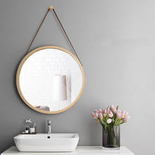 Espejo colgante de pared para baño, accesorio nórdico multifuncional para decoración de pared, redondo, de longitud media, LD127 2024 - compra barato