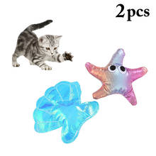 2 pçs brinquedo de gato interativo animal de estimação jogando brinquedo durável estrela do mar escudo bonito scratch-resistente teaser brinquedo de gato brinquedos de treinamento interativo 2024 - compre barato