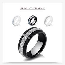Новинка 2021, керамическое женское кольцо с кристаллами от Swarovski, черно-белое инкрустированное цирконием ювелирное изделие, оптовая продажа, подходит для женщин для вечеринки 2024 - купить недорого