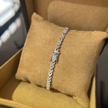 Pulseira romântica de diamante 100% prata esterlina 925, bracelete para mulheres pulseiras para casamento, tênis de noiva, joias para festa 2024 - compre barato