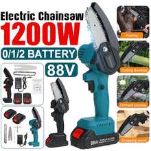 1200W 4 Inch 88V Mini Electric Chain Saw With 2Pcs Battery Woodworking Electric Pruning ChainSaw One-handed Garden Logging Tool 2024 - buy cheap