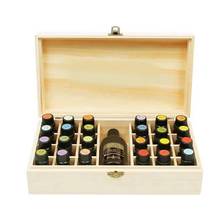 Caja de madera con 25 ranuras para aceites esenciales, soporte para botellas de aromaterapia, organizador de almacenamiento para el hogar 2024 - compra barato