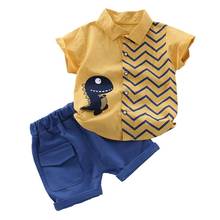 Conjunto de ropa de manga corta para bebés, camisetas y pantalones cortos con estampado de tiburón de dibujos animados, novedad, Verano 2024 - compra barato