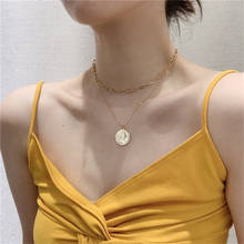 Fashion Punk Thick Chain Choker Necklace for Women Classic Gold Color Round Coin Carved Portrait Pendant Necklace Boho Jewelry 2024 - buy cheap