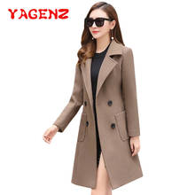 YAGENZ Wool Coat Women Autumn Winter Fashion Double Breasted Woolen Coats And Jacket Slim Long Sleeve Windbreaker Outerwear 662 2024 - buy cheap