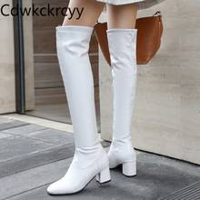 winter The New fashion Round head Thick with 6CM Over the knee Boots white Sexy Plus velvet Keep warm High heel Women boots 2024 - buy cheap