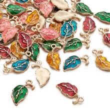 50pcs Golden Plated Alloy Pendants with Enamel Mixed Color Leaf Shape Beads Charms For Bracelet Necklace Earrings Jewelry Making 2024 - купить недорого