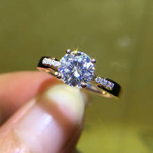 Anel de moissanite puro 18k com 4 garras, design clássico, anel de aniversário, presente para mulher 2024 - compre barato
