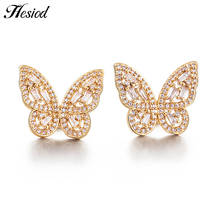 Exquisite Cubic Zirconia Butterfly Stud Earrings For Women Gold Color Copper Small Butterfly Earring Female Wedding Jewelry Gift 2024 - buy cheap