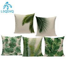 Декоративный чехол для диванной подушки с принтом тропических зеленых растений, 45x45 см 2024 - купить недорого