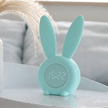 Led digital despertador coelho orelha eletrônico display led controle de som coelho mesa relógio noite lâmpada para decoração casa 2024 - compre barato