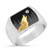 Classic wolf ring mens hip hop moon animal wolf howling wedding jewelry gifts lovers punk biker finger rings for women 2024 - купить недорого