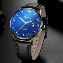 Geneva-Reloj deportivo de negocios para Hombre, cronógrafo de pulsera, de cuero, de cuarzo 2024 - compra barato