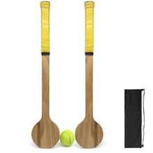 2 шт., теннисная ракетка с теннисным мячом, набор деревянных тренировочных теннисных ракеток, весло для пляжного тенниса, тренировочная ракетка, Новинка 2024 - купить недорого