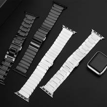 Ceramic Strap for Apple Watch Band 44mm 40mm 42mm 38mm Accessories Stainless Butterfly buckle bracelet iWatch series 6 se 5 4 3 2024 - buy cheap