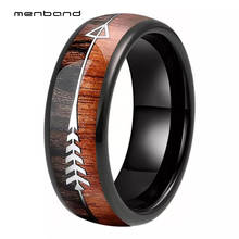 Black Tungsten Wedding Bands For Men Women Engagement Rings Domed Band Koa Wood And Arrow Inlay 6MM 8MM Comfort Fit 2024 - buy cheap