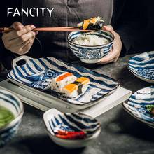 FANCITY Japanese-style hand-painted ceramic tableware creative personality dishes fish dishes rice bowls soup bowls dishes house 2024 - buy cheap