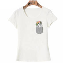 Camiseta design engraçado cavalo charles spaniel-flores em bolso camiseta feminina fashion camiseta casual popular camisetas para meninas 2024 - compre barato