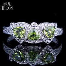 Helon sólido 14k ouro branco au585 trilhões de corte 4mm genuíno peridot anel de noivado feminino casamento vintage arte deco jóias 2024 - compre barato