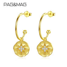 PAG & MAG-pendientes de plata de ley 925 auténtica para mujer y niña, aretes redondos, joyería fina con estilo, regalo de Navidad 2024 - compra barato