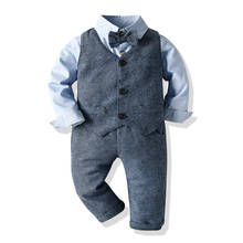 Tem Doger 2020 Winter Autumn Infant Toddler Clothes Set Long Sleeve Bowtie Shirt+Waistcoat+trouser 3Pcs Formal Suit Baby Tuxedo 2024 - buy cheap