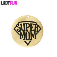 Ladyfun Charms 20pcs Stainless Steel Mother Charm Super Mom Pendant Wholesale Jewelry Lots For DIY Handmade Accessories Making 2024 - buy cheap