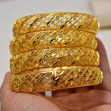 4Pcs Large pattern Gold Color Bangles for Women Bride Bracelets Ethiopian/france/African/Dubai Jewelry wedding gifts Can Open 2024 - buy cheap