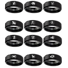 12 Zodiac Finger Ring Fashion Stainless Steel Aries Taurus Rings Friendship Jewelry Accessories Christmas Gift Rings For Women 2024 - buy cheap