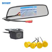 DIYKIT 5" Rear View Mirror Car Monitor Kit + Video Parking Radar + IR Night Vision Rear View Car Camera Parking Assistance 2024 - buy cheap