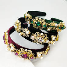 2019 Headband Velvet Gold Baroque Rhinestone Hairband Wedding Crowns For Brides Wholesale Headband 2024 - buy cheap