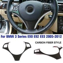 Decoración para volante de coche, pegatina de cubierta embellecedora de marco decorativo, estilo de fibra de carbono, ABS, para BMW serie 3, E90, E92, E93, 2005-2012 2024 - compra barato