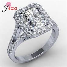 Nova chegada das mulheres 925 prata esterlina quadrado zircônia cúbica anéis de dedo tamanho completo casamento festa jóias anel para meninas 2024 - compre barato