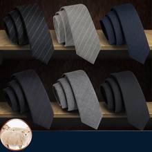 High Quality New Designers Brands Fashion Business Casual 5cm Slim Ties for Men Wool Necktie Work with Gift Box Gray Black 2024 - buy cheap