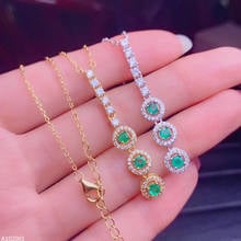 KJJEAXCMY boutique jewelry 925 sterling silver inlaid natural emerald girl necklace pendant supports detection 2024 - buy cheap