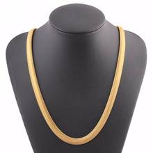 Men Gold Filled Flat Snake Chain Necklace Gothic Punk Gold Link Chain Necklace Hip Hop Jewelry For Women 8mm 60cm 2024 - buy cheap