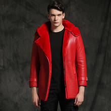 Red Fashion Winter Fur Coat Men Business Formal Casual Thicken Warm Fur Coat Real Sheepskin Leather Genuine Real Fur 2024 - buy cheap