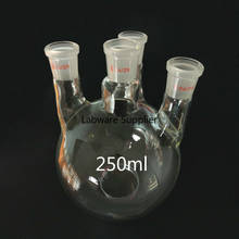 Frasco de vidrio de fondo redondo de 250ml, botella de 4 cuellos con cuello recto, frasco de cuatro cuellos con calibre seleccionable 2024 - compra barato