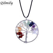 Qilmily 7 Chakra Tree of Life Crystal Natural Stone Pendant Necklaces for Women Men Beads Quartz Jewelry Gifts Souvenirs Wedding 2024 - buy cheap