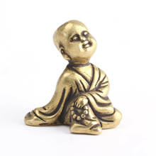 1PC Buddhist Monk Statue Decoration Chinese Collection Old Asian Brass Young Buddhist Monk Exquisite Statue Ornaments Boutique 2024 - buy cheap