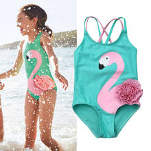 O mais novo da Chegada Da Criança Do Bebê Dos Miúdos Meninas Flamingo Biquíni Swimwear Swimsuit Beachwear Fato de banho 2024 - compre barato