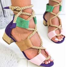 2021 Shoes Women Sandals Summer Hemp Rope Sandals Woman Plus Size Casual Lace Up Women Sandals Gladiator Female Shoes Plus Size 2024 - buy cheap