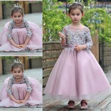 Cute First Communion Dresses Applique Flower Girl Dresses Three Quarter Sleeve O-neck A-line Girls Pageant Gowns For Wedding Che 2024 - buy cheap