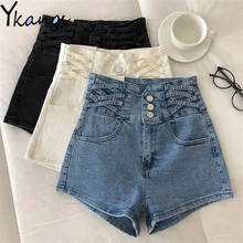 Cross Design Three Button High Waist Denim Shorts Summer Korean Fashion Casual Short Jeans Harajuku Summer 2021 Women'S Clothing 2024 - buy cheap