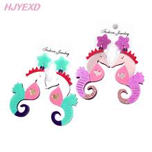 Pendientes acrílicos de 60mm para mujer, aretes colgantes de caballito de mar, Estrella rosa, corazón, arcoíris, cut-HP034 láser, 1 par 2024 - compra barato