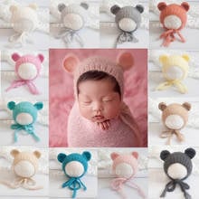 Handcraft Mohair Fluffy Crochet Bonnet Hat Beanie Photography Prop Newborn Baby Photography Props 2024 - buy cheap