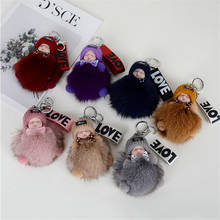 Fox Fur Ball Sleeping Baby Doll Keychain Pompom Car Keyring Baby Key Chain Women Key Holder Bag Pendant Jewelry 2024 - buy cheap