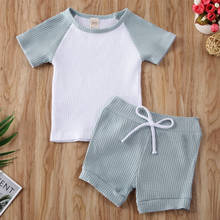 CANIS Toddler Baby Girls Boys Kids Summer Clothes Short Sleeve T-shirt Tops + Striped Bowknot Shorts Outfits Set 2024 - buy cheap