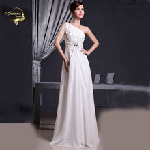 Женское вечернее платье на одно плечо, белое Элегантное Длинное платье для выпускного вечера, модель T1U8 55, 2019 2024 - купить недорого