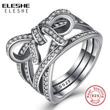 Autêntico 925 prata esterlina clássico feminino noivado aniversário jóias presente cristal cz bowknot anel 2024 - compre barato