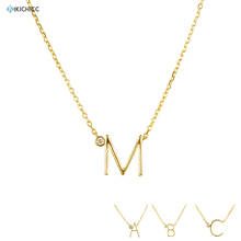 Kikichicc 925 Sterling Silver Monogram Letter Name Necklace Initial Alphabet Mini Delicate Small Crystal CZ Long Chain Necklace 2024 - buy cheap